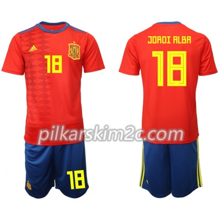 Koszulka Hiszpania JORDI ALBA 18 Dziecięca Główna Koszulki Piłkarskie 2019 Krótki Rękaw